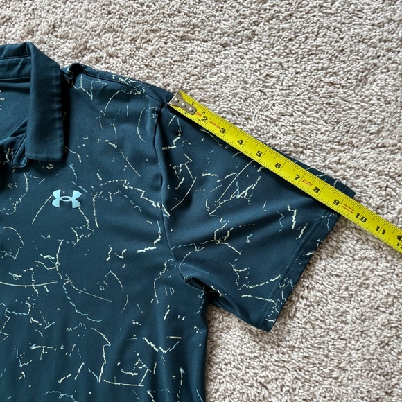 Under Armour Men's Polo Shirt - Dark Green with Light Green Accents - Picture 7 of 8